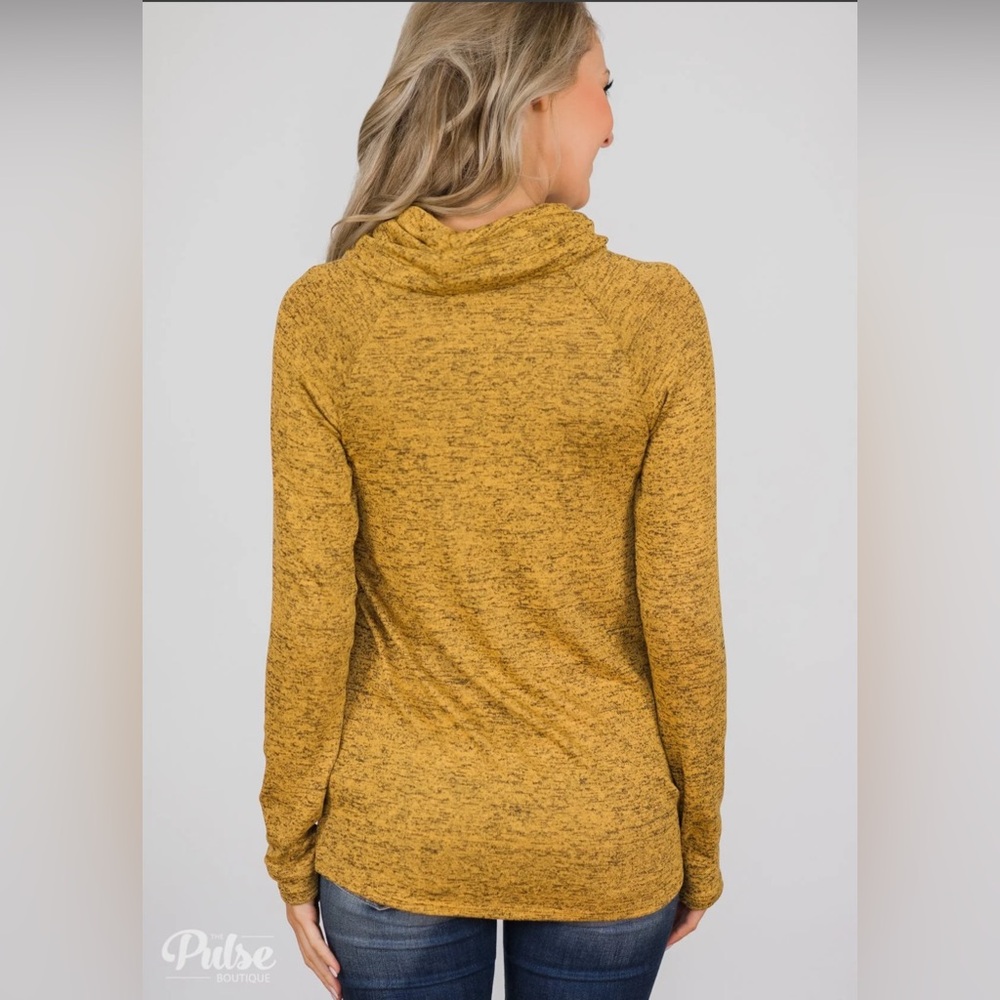Mustard Cowl Neck Button Detail Top‎ Long Sleeve Blouse M - Picture 5 of 9